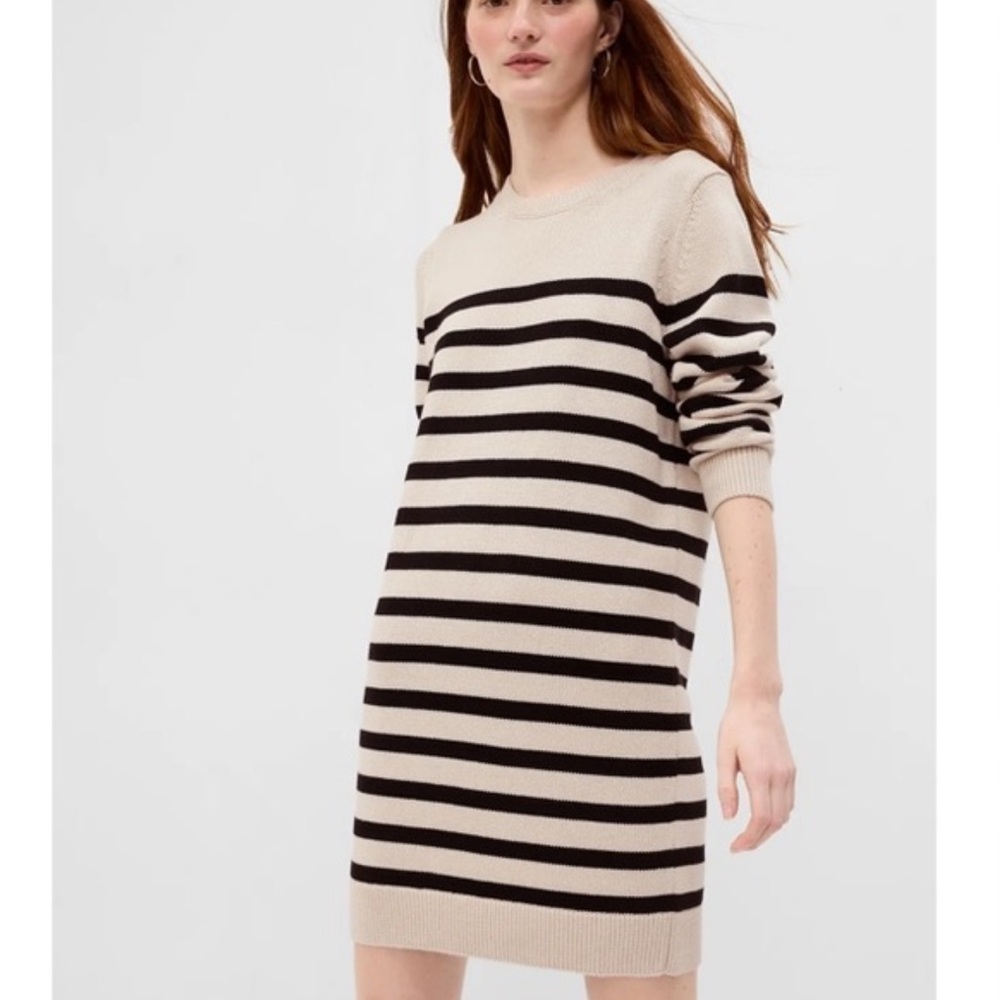 Gap Stripe Mini Sweater Dress Black and Cream Cotton XS